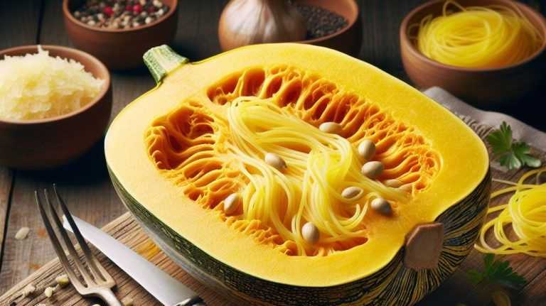 La courge spaghetti, un légume pauvre en glucides et en calories.